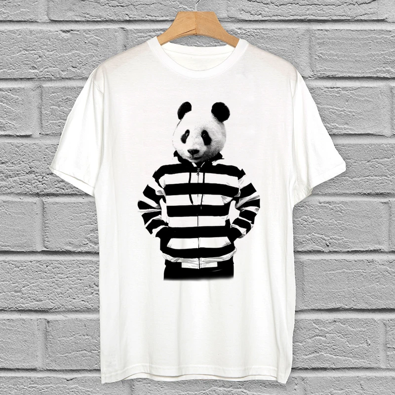 Cool street panda men t-shirt hip hop o-neck cool anime undershirt t shirt geek programer fashion tops &amp tees Print Cotton | Мужская