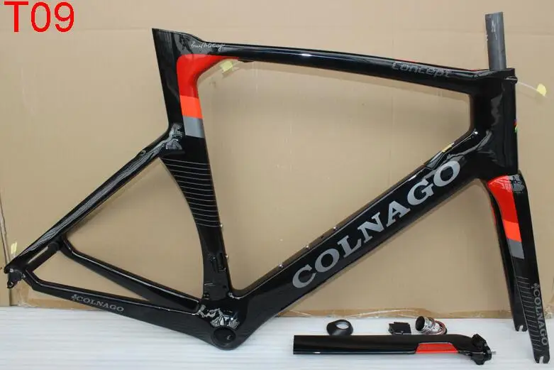 T09 color Черный, красный T09 карбоновая рама Colnago рамочный велосипед набор углеродных дорожных Рам BB386 XXS/XS/S/M/L/XL доступно больше 8 цветов - Цвет: T09 color