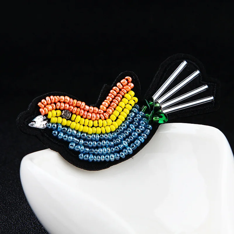 Брошь в виде птицы OneckOha булавка цепочка с бусинами броши вышивкой животного