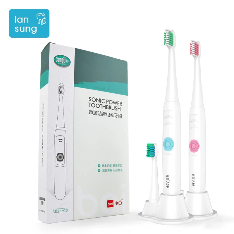 Lansung ультра звуковая электрическая зубная щетка AA батарея sonic Power Зубная гигиена