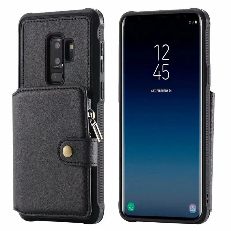 Для samsung Galaxy S9 S8 Plus кожаный чехол на молнии для телефона samsung Galaxy Note 9 8 чехол-кошелек с карманом