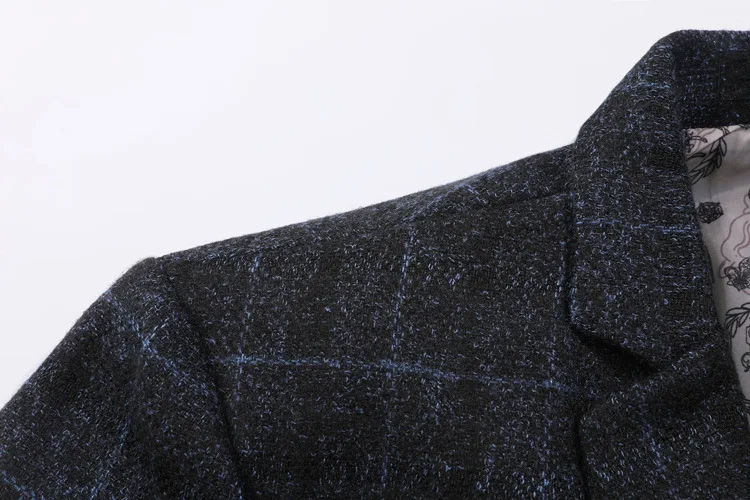 PYJTRL Для мужчин осень-зима Slim Fit Блейзер британский стиль Черный серый цвет хаки