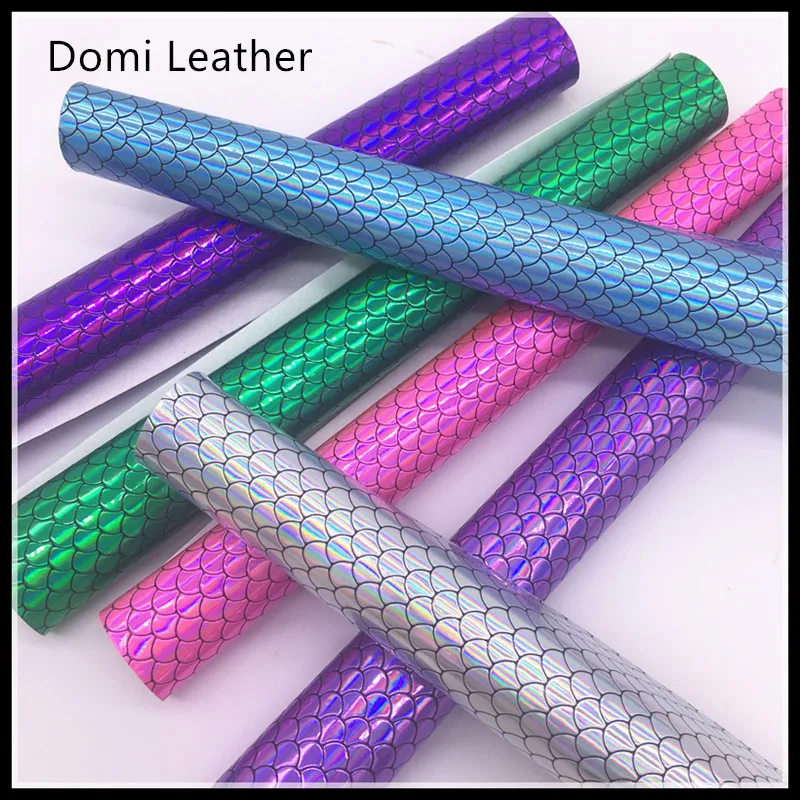 (DM6024) рыбья чешуя русалка ткань из искусственной кожи для банта сделай сам|faux leather
