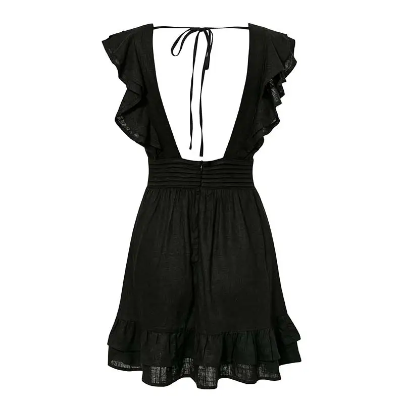 Богемный Вдохновленный глубокий v образный вырез летнее платье с открытой спиной