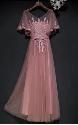 Robe De Soriee Новое лиловое платье подружки невесты платья фиолетовые Длинные Короткие рукава аппликации кружева элегантные невесты Формальное свадебное платье - Цвет: dusty pink