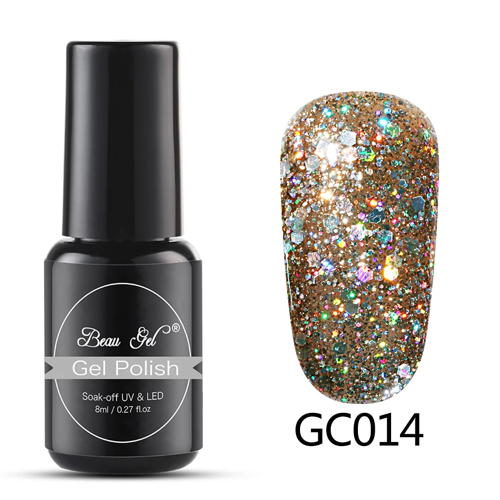 GC014 Beau гель 8 мл Bling Блестящий Гель-лак для ногтей замачиваемый УФ светодиодный блестящий гель с блестками маникюрный лак Полупостоянный Алмазный Гель-лак - Цвет: GC014