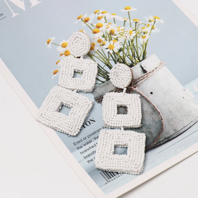 JURAN Boho Этнические большие смолы геометрические серьги ручной работы большие эффектные бисерные серьги вечерние висячие серьги подарок