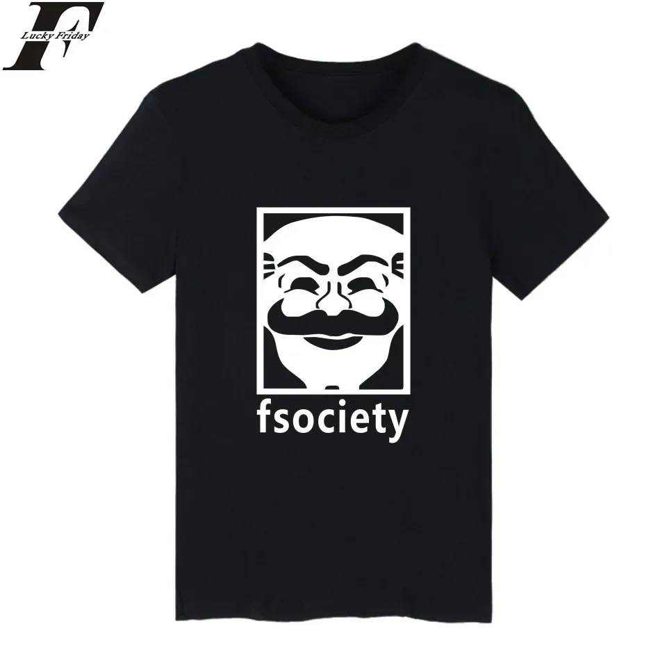 LUCKYFRIDAYF Mr Робот Fsociety принт Забавные футболки для мужчин s короткий рукав футболки и Mr робот футболка для мужчин хип-хоп летние футболки