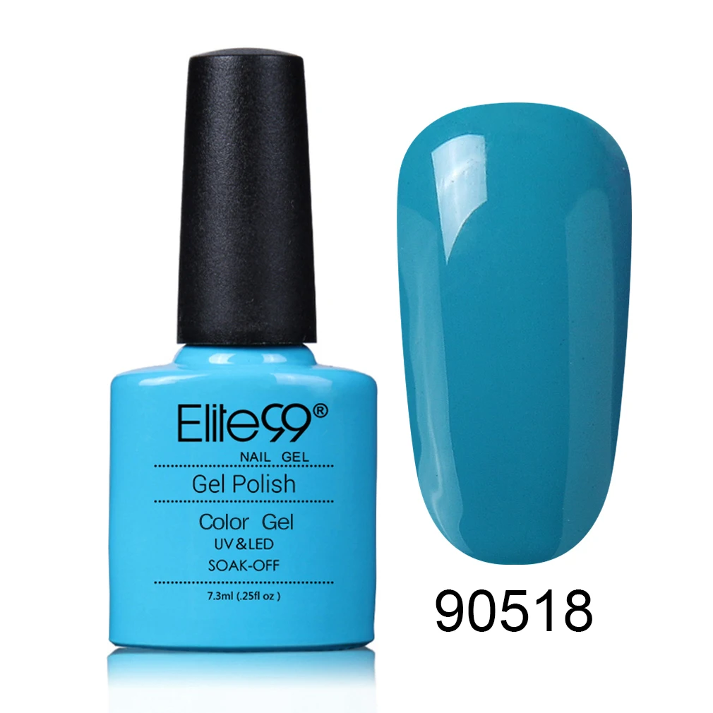 90518 Blue Elite99 7,3 мл стойкий цветной гель для лака для ногтей, отмачиваемый УФ-грунтовка для ногтей, Гель-лак для ногтей, лак для ногтей, нужен для отверждения лампы - Цвет: 90518 Blue