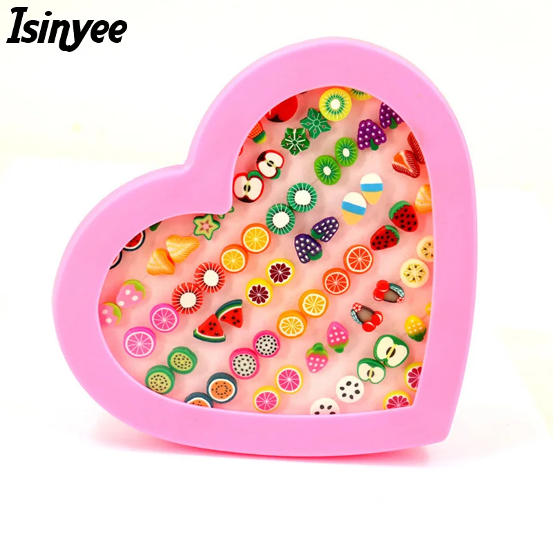 ISINYEE 36 пар/компл. модные маленькие фрукт животное серьги-гвоздики в виде цветка