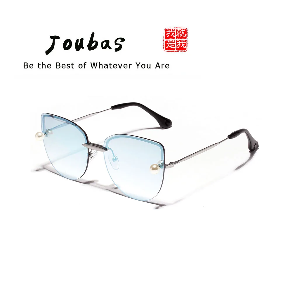 Joubas Cateye, женские солнцезащитные очки без оправы,, жемчужно-синяя полуоправа, солнцезащитные очки, высокое качество, роскошный бренд, дизайнерские оттенки 110