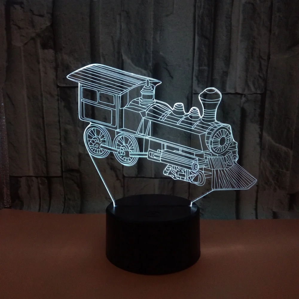 Поезд 3d лампа 7 цветов сенсорный пульт дистанционного управления 3d светодиодный ночной Светильник визуальный подарок 3d светильник светильники маленькая настольная лампа