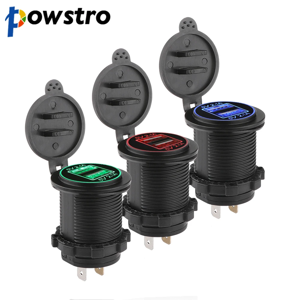 Зарядное устройство POWSTRO с двумя USB разъемами 12 24 В|charger power adapter|charger powerdual usb |