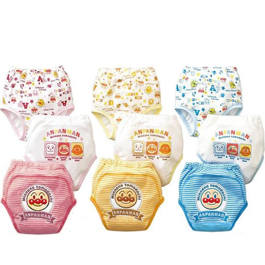 9pcs/lot 3 layers Baby Training Pants Infant Pee Learning Nappies Anpanman Boy Girl Shorts Briefs Toddler Underwears #001