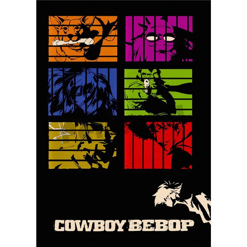 Черный Ковбой bebop домашний интерьер украшения Крафт Фильм плакат рисунок core наклейки на стену - Цвет: Черный