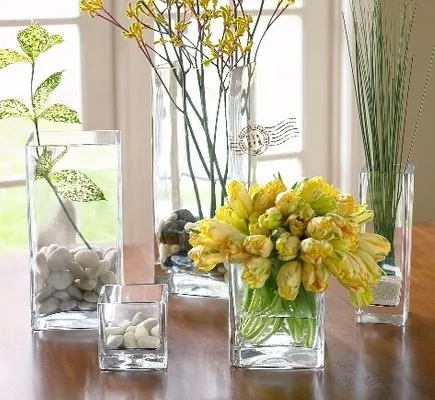 Комнатные декоративные из прозрачного стекла Прямоугольная ваза для ресторанов