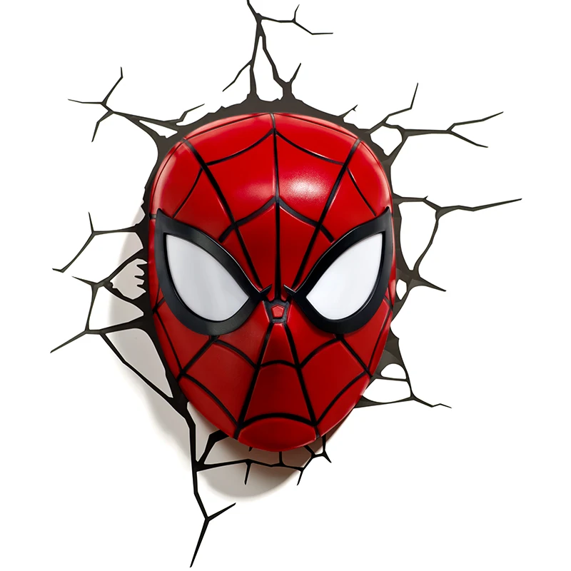 Spiderman-Mask 3D Настенный светильник Marvel ночной Светильник Мстители Железный человек Капитан Америка человек паук Халк фильм вентиляторы подарки прикроватная тумбочка для спальни подарки для детей - Испускаемый цвет: Spiderman-Mask