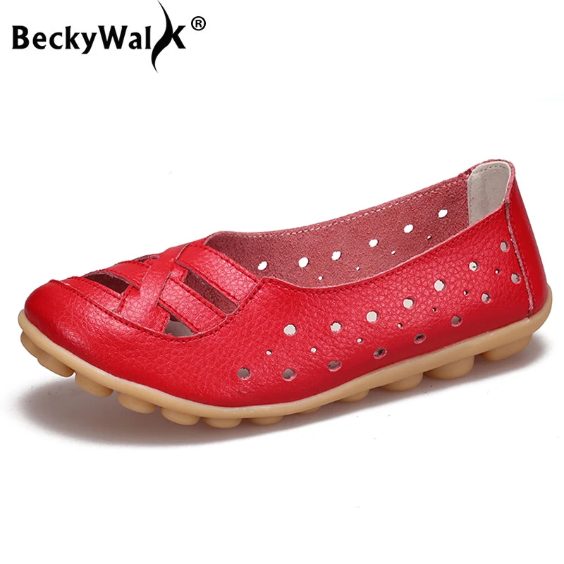 Мокасины BeckyWalk женские из натуральной кожи мягкие босоножки с перфорацией обувь