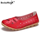 Мокасины BeckyWalk женские из натуральной кожи, мягкие босоножки с перфорацией, обувь для мам, летняя обувь на плоской подошве, WSH2688