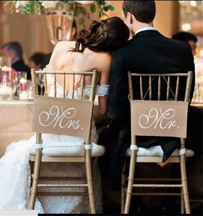 1 пара гирлянда баннер Mr Mrs/невеста жених фото реквизит стул вывески стенд