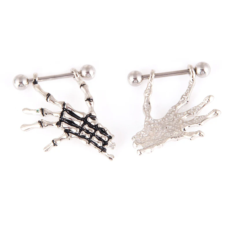 Hot Piercing Nipple Ring 2 Pcs Puncture sputum ring Skeleton Hand Shape Nose Woman Sexy Body Jewelry | Украшения и аксессуары