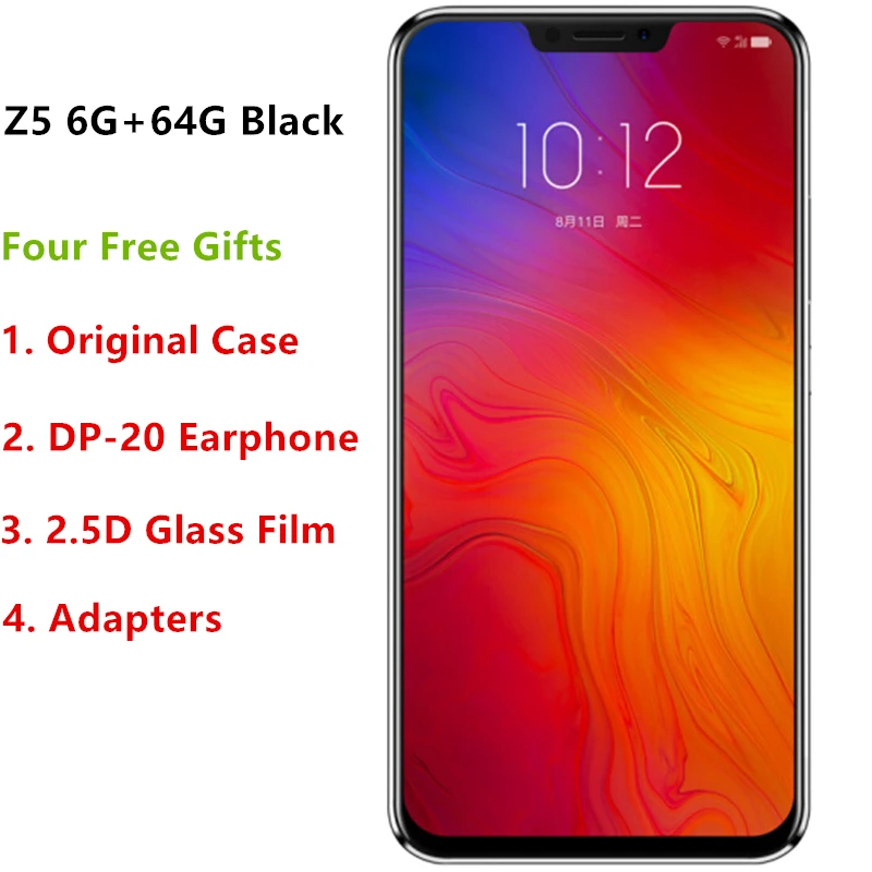 lenovo Z5 L78011 6 ГБ 64 Гб Восьмиядерный AI двойная камера 2.5D экран Snapdragon 636 ZUI 4,0 4G FDD LTE 6," FHD+ 2246x1080