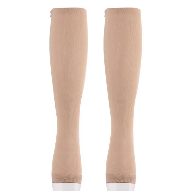 nude S to M 1 Гольфы унисекс с открытым носком на молнии; чулки для путешествий; чудесные носки; компрессионные чулки с защитой от усталости; - Цвет: nude S to M 1