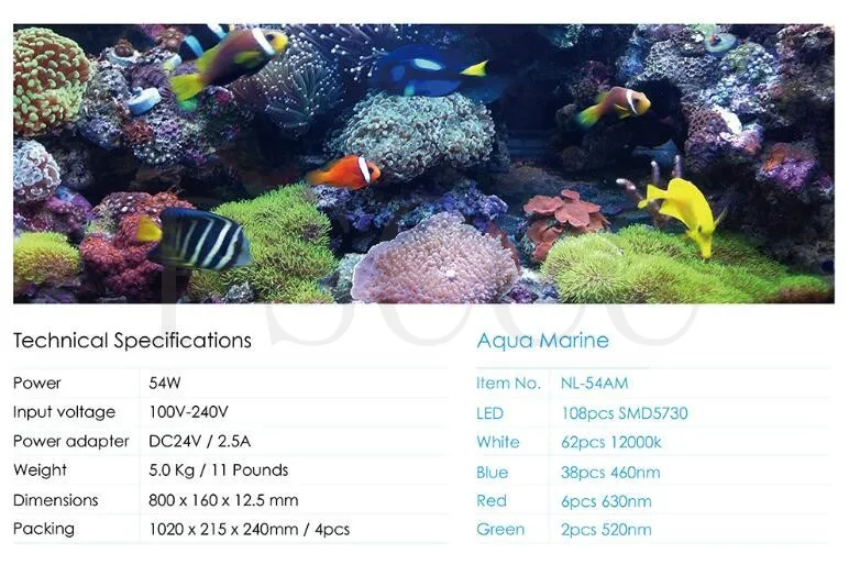 Nemo Light Aqua Fresh аквариум с растениями Рыба датчик для емкости светодиодный свет 72 Вт ультра тонкий коралловый светодиодный светильник ультратонкий морской воды
