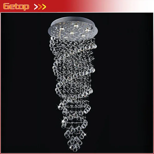Modern LED K9 Crystal Chandelier Double Spiral &quotRAIN DROP&quot Chandeliers Lighting D550 x H1800mm Stairs Fixture | Освещение