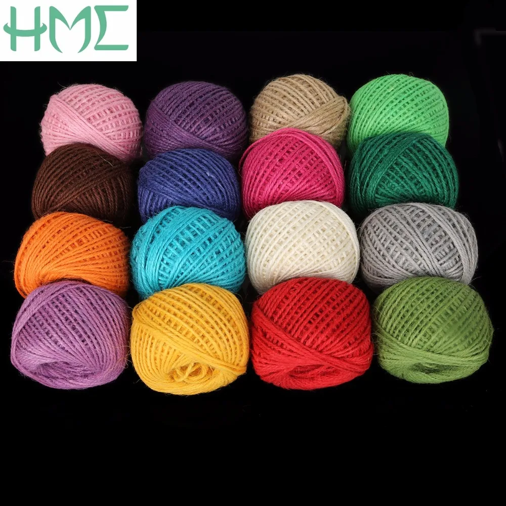 Разноцветные 1 рулон 50 м натуральный джутовый шпагат из мешковины веревка