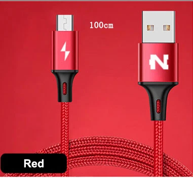 NOHON Mirco USB нейлоновый кабель для samsung Xiaomi LG Quick Charge Mirco USB кабели Android провод для зарядки мобильного телефона шнур для передачи данных 1 м - Цвет: Red For Mirco
