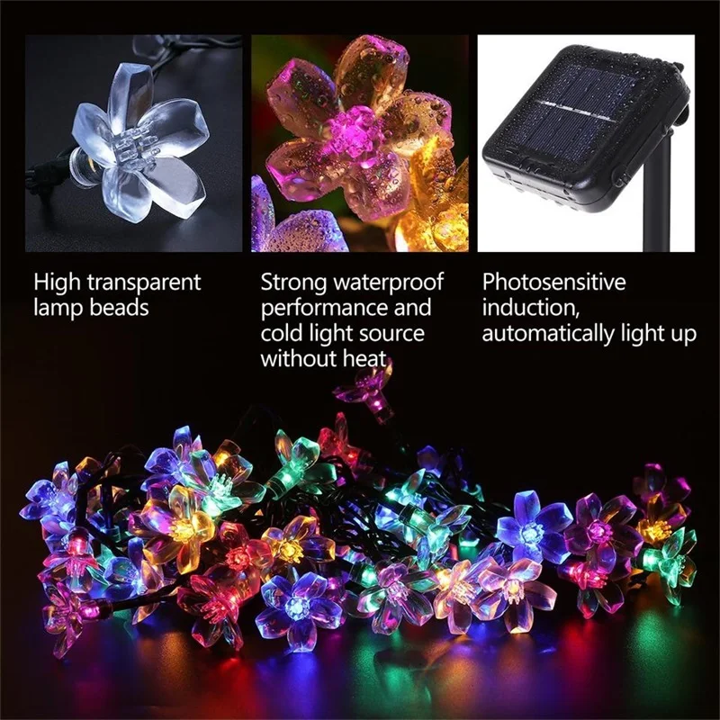 Светодиодная гирлянда на солнечной батарее водонепроницаемая уличная лампа в