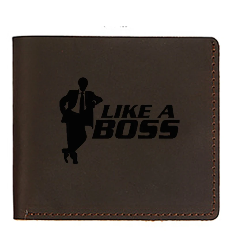 Мужские кошельки с выгравированным изображением Like a boss маленькие держатели для