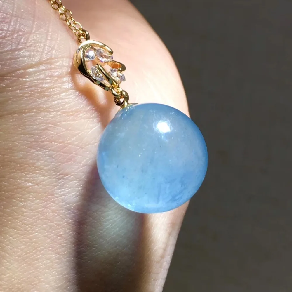 Подвеска из натурального голубого прозрачного аквамаринового кристалла 16 мм