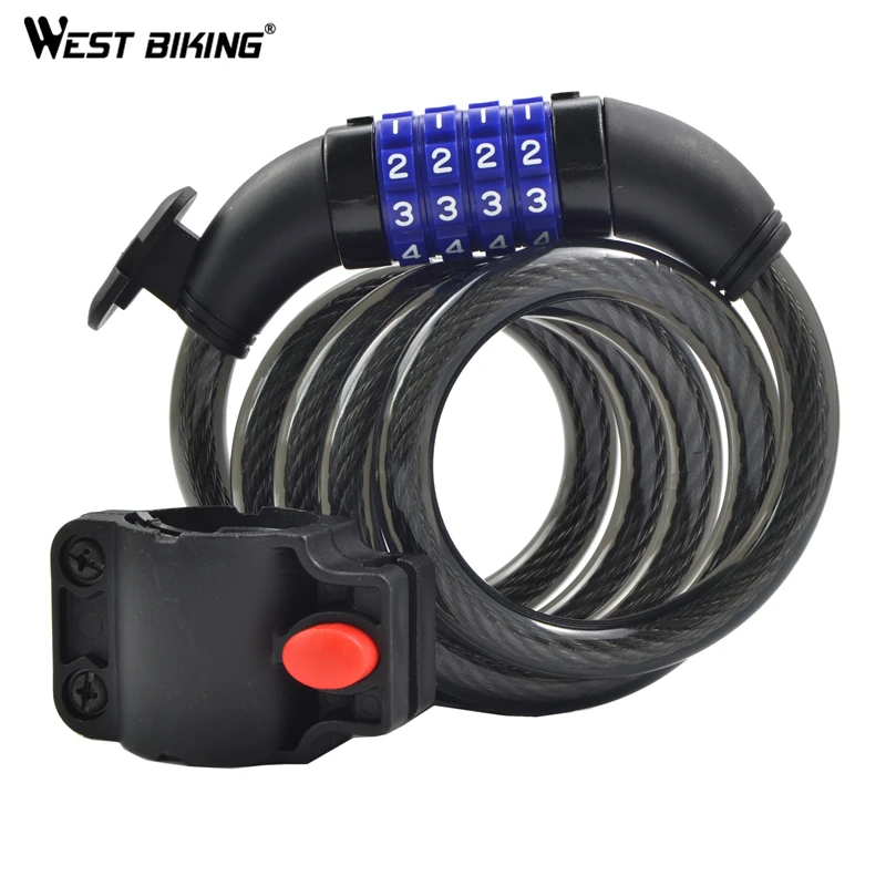 Замки велосипедные со стальной резиновой крышкой 4 цифровых кода 1200 мм x 8 | Спорт и