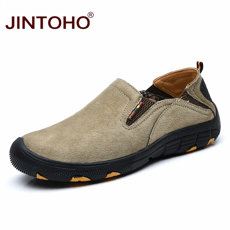 khaki JINTOHO/Повседневная модная мужская обувь; замшевая кожаная обувь без застежки; мужские кроссовки; мужская повседневная обувь; Мужская удобная обувь для взрослых - Цвет: khaki