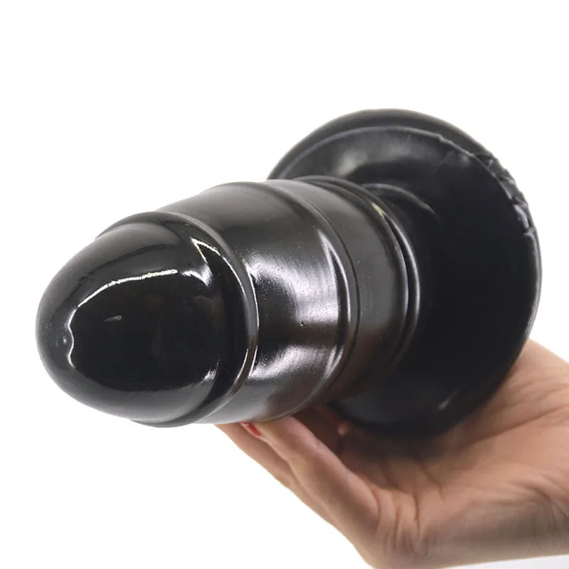 Телесный/черный большая Анальная затычка с стакан на присоске dilador анальный