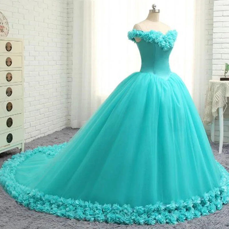 Шикарное бальное платье мятного цвета платья для Quinceanera милые розовые с 3D цветами