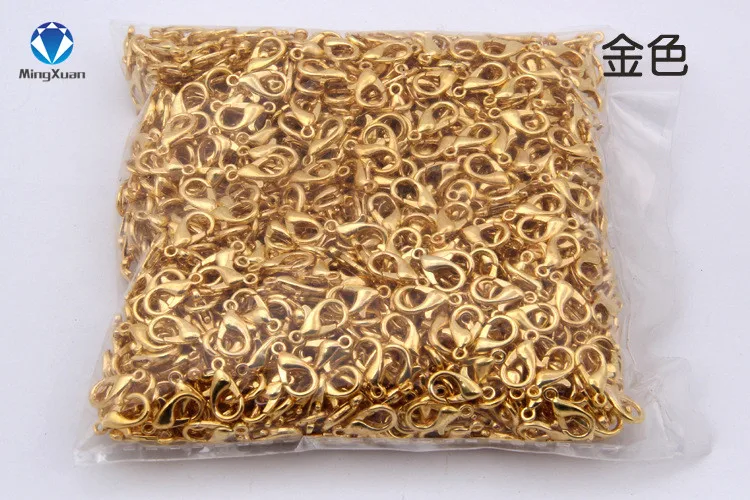 Gold MINGXUAN 100 шт./лот ювелирные изделия из сплава Античная Бронза/золото/родий застежка-карабин крючки для ожерелья и браслета цепи 10-18 мм - Цвет: Gold