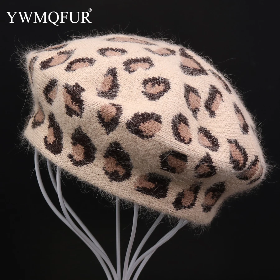 Женские Зимние береты YWMQFUR теплые винтажные из натурального кроличьего меха с