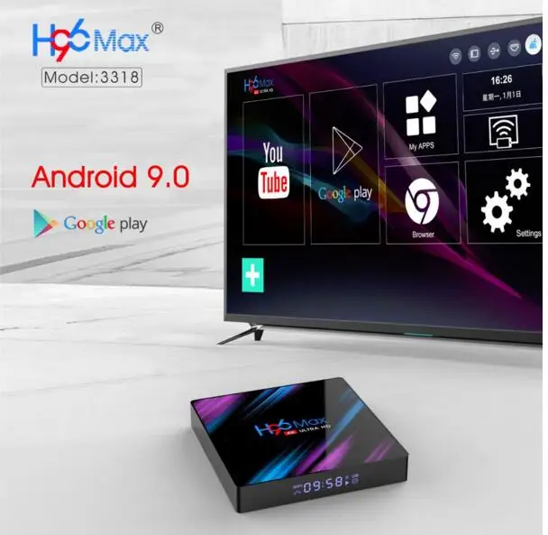 H96 MAX 3318 5 шт. ОТТ ТВ приставка Android 9,0 ТВ приставка 4 ГБ 32 ГБ 64 Гб RK3318 1080P 4K двойной Wi-Fi медиаплеер