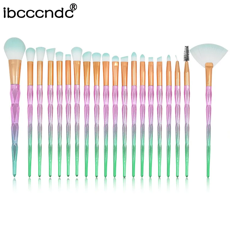 20 шт./компл. набор кистей для макияжа с единорогом Радужный цвет макияж кисть