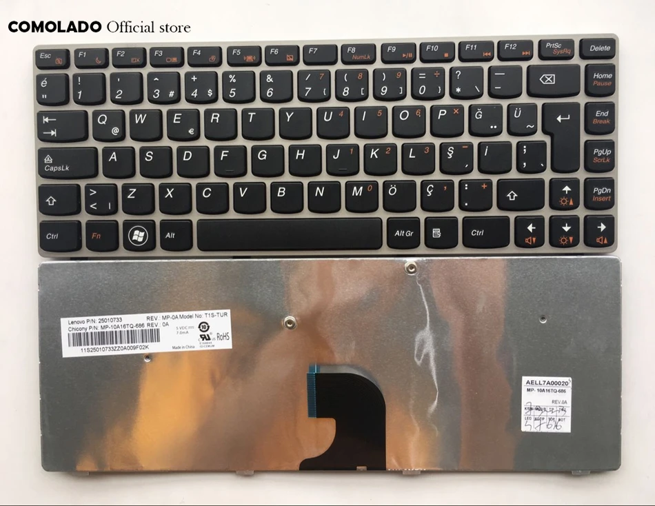 TR турецкая Клавиатура для ноутбука LENOVO Z360 Z360A Z360G G360 черная с серой рамкой