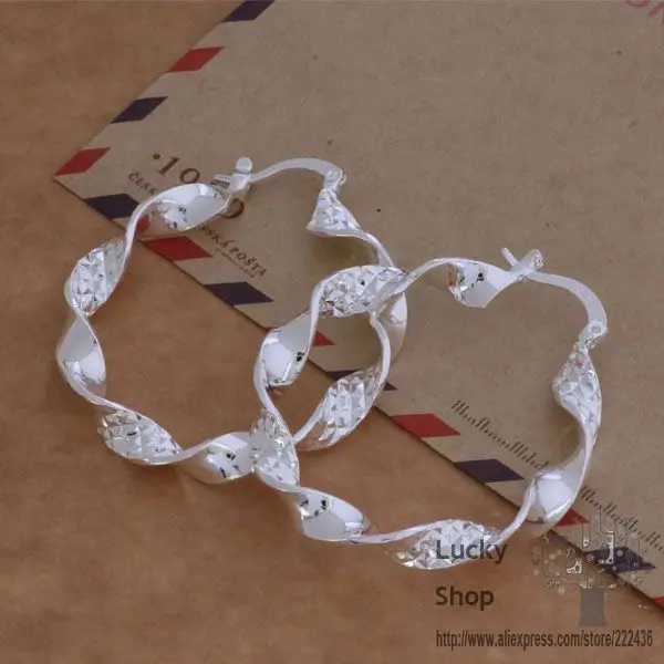 AE083 Silver plated earrings silver fashion jewelry Twisted empty flower /bauajsba dklambsa | Украшения и аксессуары