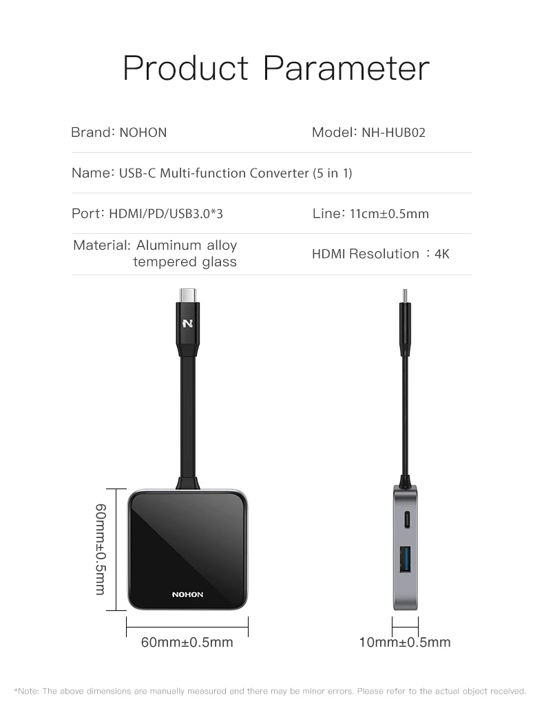 NOHON type C концентратор конвертер USB-C HDMI адаптер USB 3,0 кард-ридер PD 4K разветвитель синхронизации данных для MacBook samsung S9 huawei P20