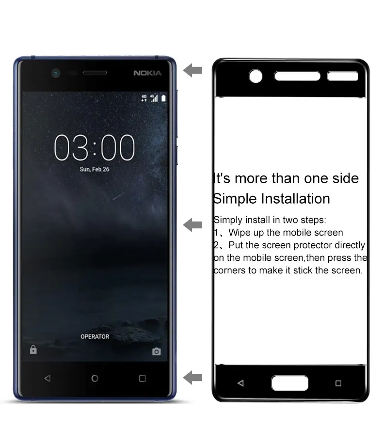 Полное покрытие закаленное стекло для Nokia 5 Защитная пленка для экрана для Nokia 5 стекло