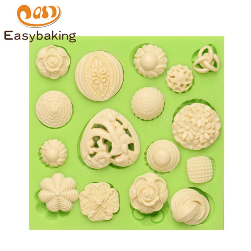 

Multiple Shape Silicone Resin Mold Jewelry Design Mould Fondant Cake Decoration Baking Tools Women Brooch Buttons Pattern