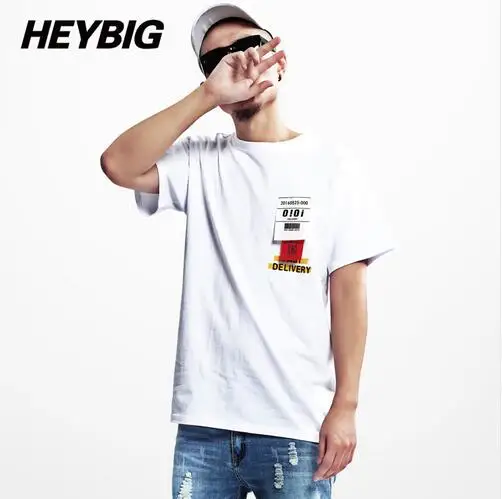 2017 Новый Дизайн Штрих код украшения Топы женские мужские HEYBIG Пара Милая футболка Молодежные хип хоп