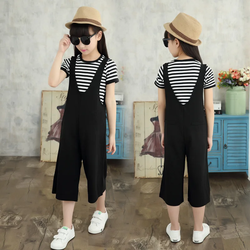 Новый Комплекты летней одежды для девочек из 2 изделий футболка принцессы + штаны