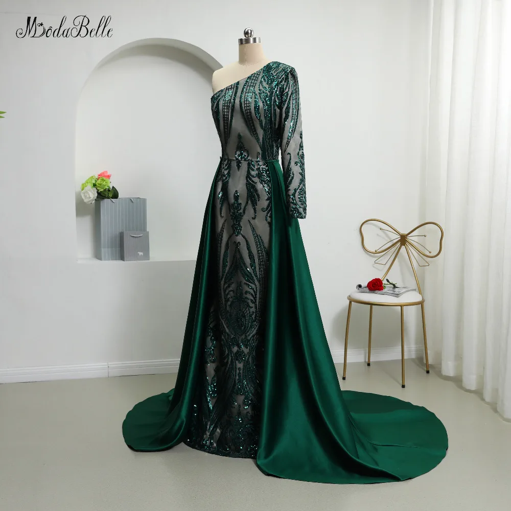 Темно зеленые вечерние платья с блестками modabelle 2019 со съемной юбкой роскошное